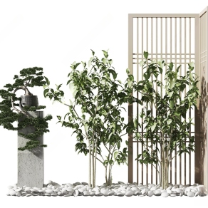 新中式植物造景3D模型下载
